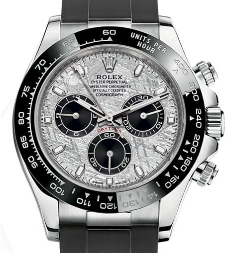 rolex daytona ceramic white gold|daytona white gold meteorite dial.